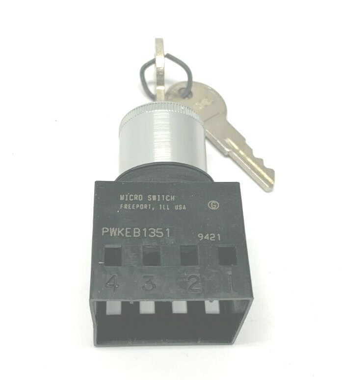 NEW MICROSWITCH PWKEB1351 SELECTOR SWITCH W/ KEY, PWKEB1351FFF