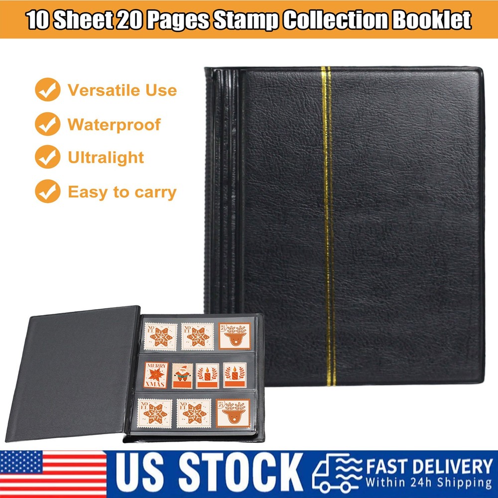 10-Page Stamp Storage Book, 20 Sheets for Safe and Neat Stamp Keeping