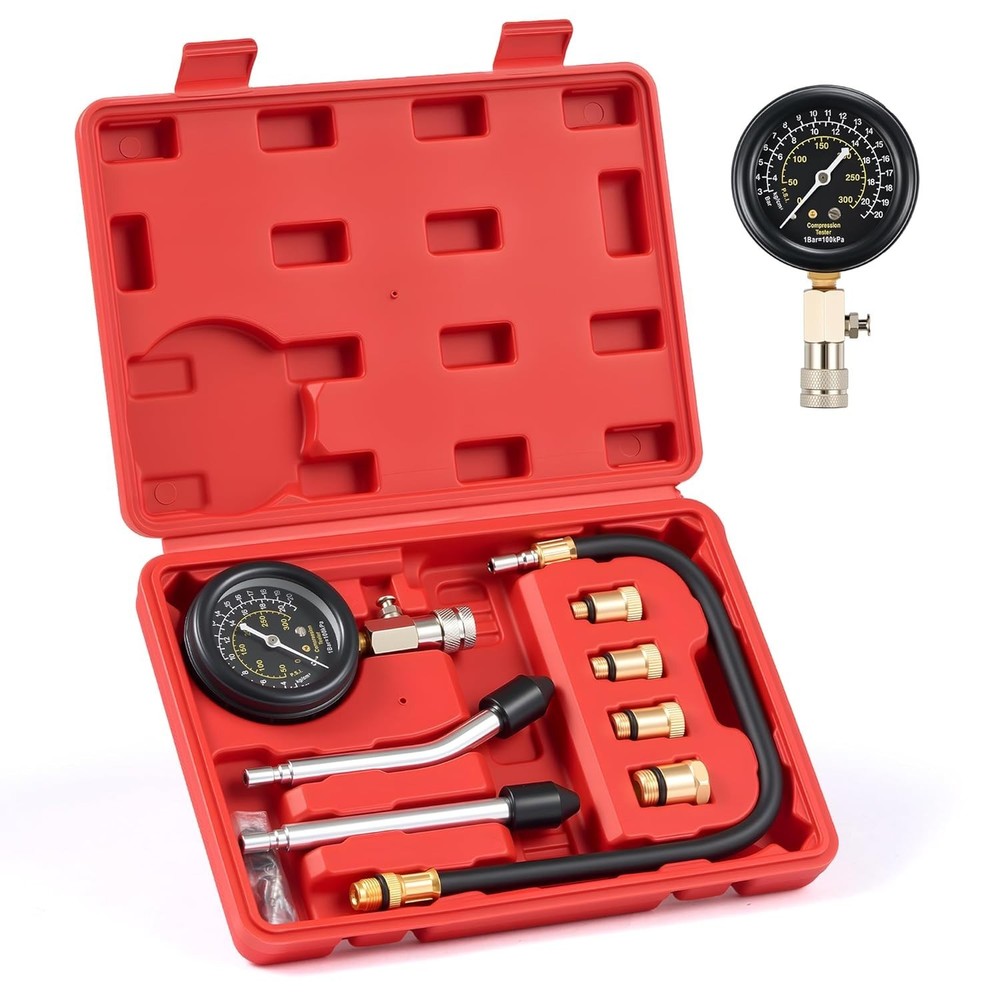 Portable 8pc Engine Compression Tester with Carry Case - Ideal for DIY Mechanics