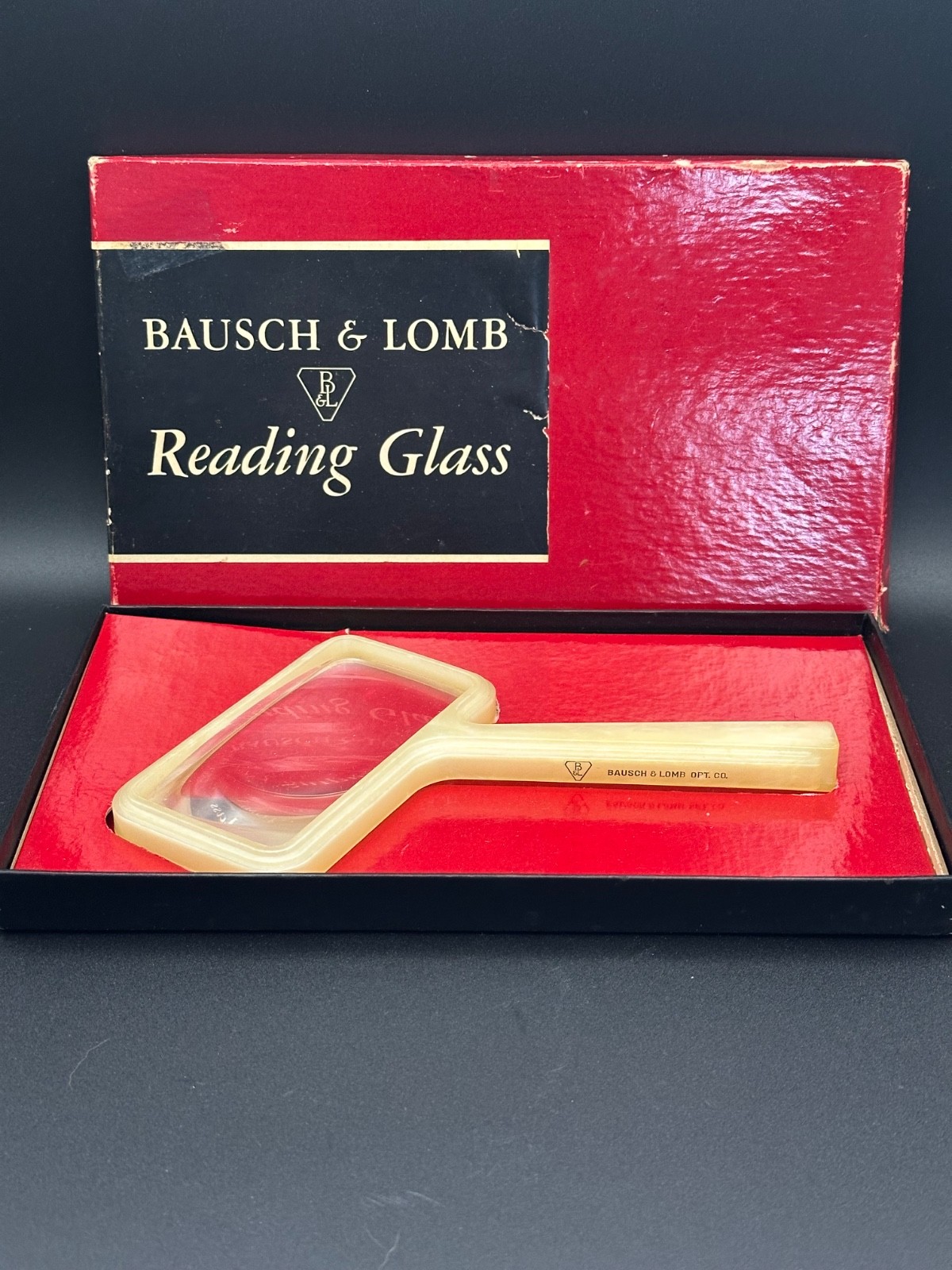 Vintage Bausch & Lomb Ivory 2”x3 7/8”Optical Magnifier Bakelite Magnifying Glass