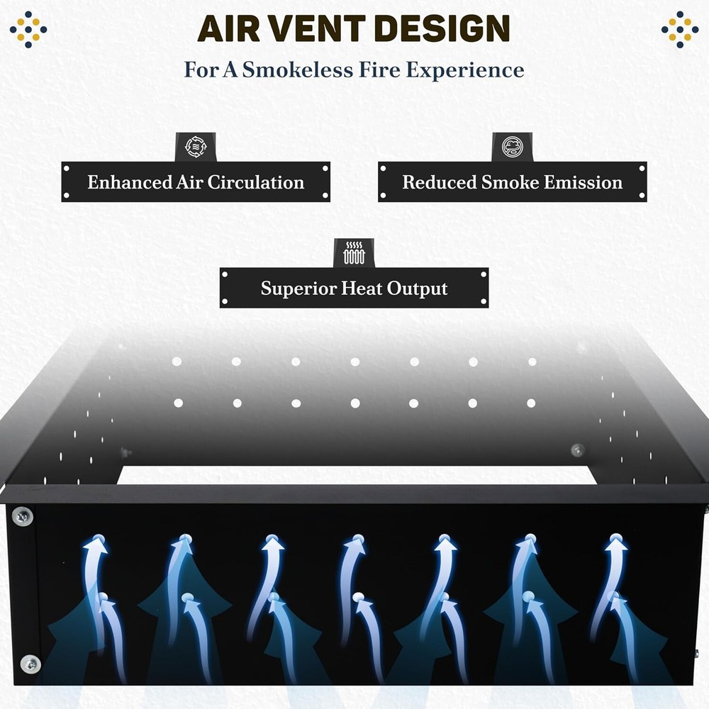 FEBTECH Smokeless Fire Pit Insert Square 29" OD & 25" ID with Air Vents
