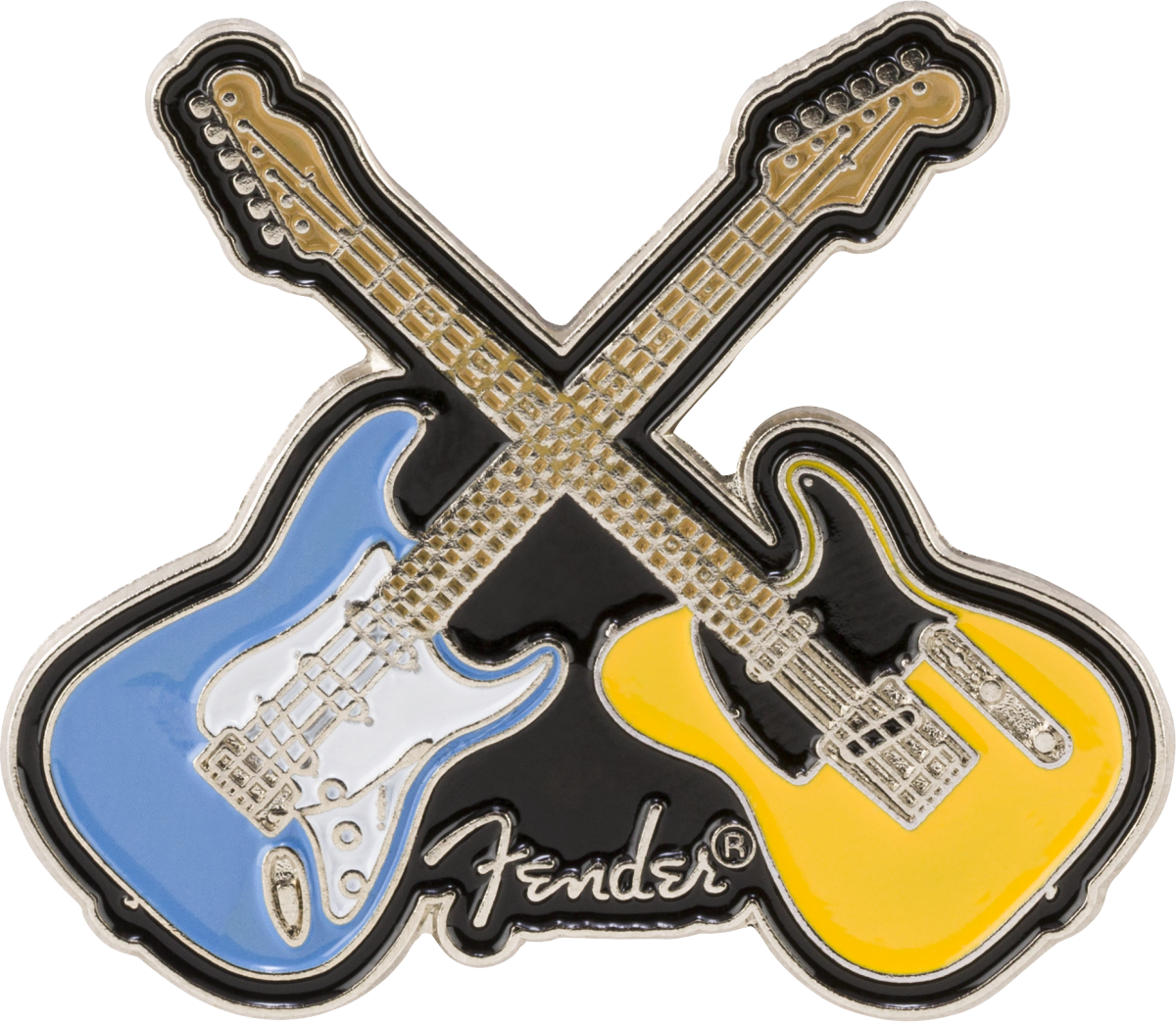 912-2421-102 Fender Crossed Guitars Enamel Lapel Pin Multi-Color Strat/Tele