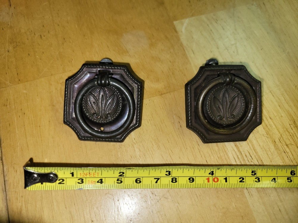 Pair of Vintage Brass Ring Drawer Pulls