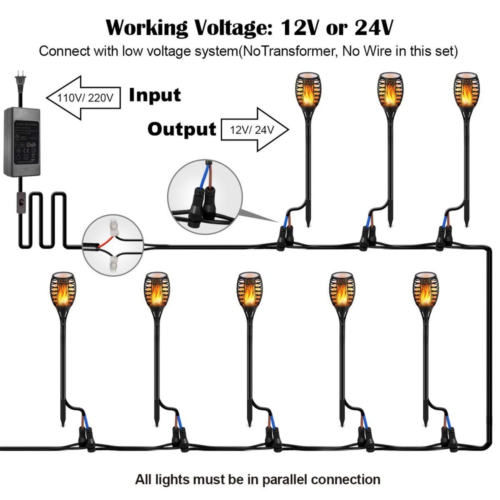 LUYE Low Voltage Torch Landscape Lights Wired Flickering Flames Torches...