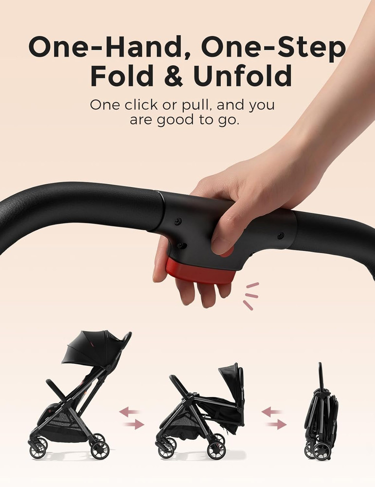 Compact Clickgo Lightweight Stroller with One-Click Fold & UPF50+ Canopy