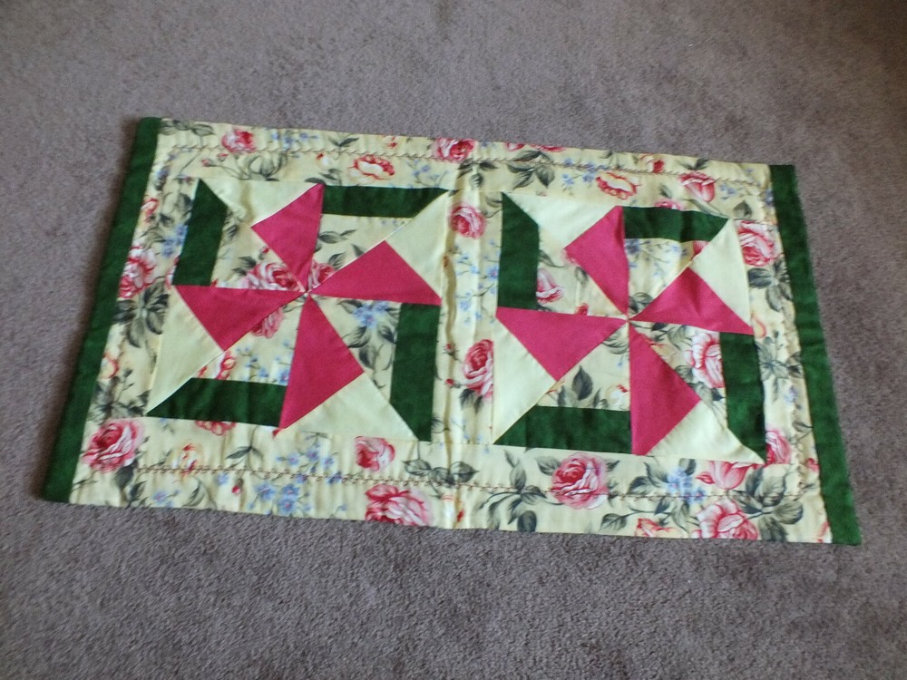 Beautiful Handmade Fall Spring Table Linen Reversible 28 x 15" NICE