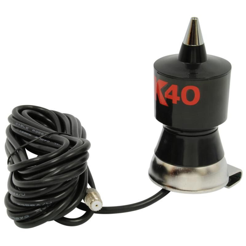 BASE LOADED MOBILE CB ANTENNA K40 STAINLESS WHIP