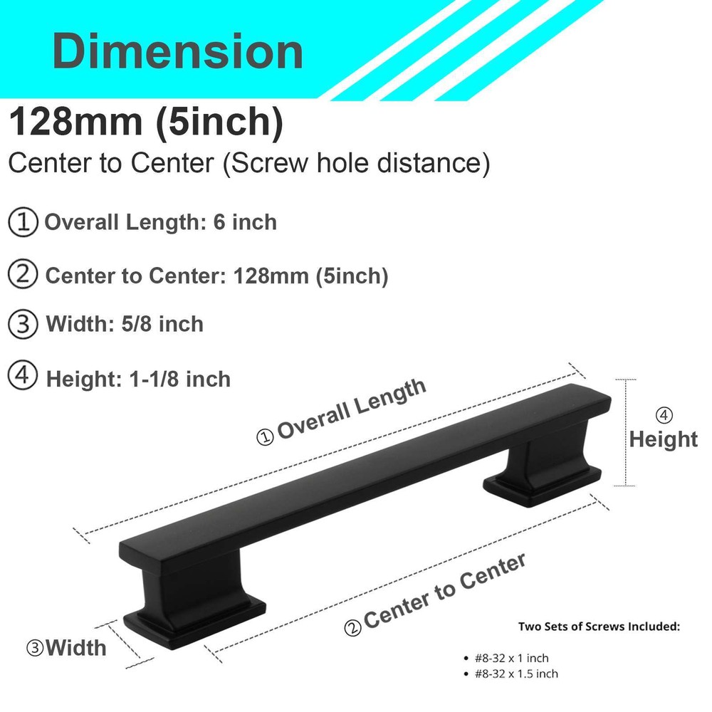 Solid Metal Matte Black Cabinet Pulls Knobs Handles Kitchen Bath Drawer Hardware