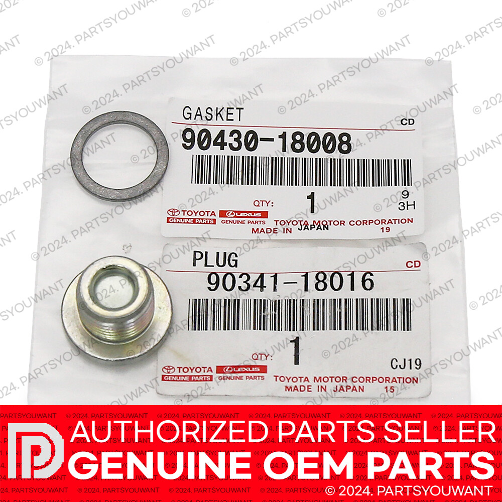 GENUINE OEM Toyota Lexus ATM Transmission Drain Plug 90341-18016 + Gasket [SET]