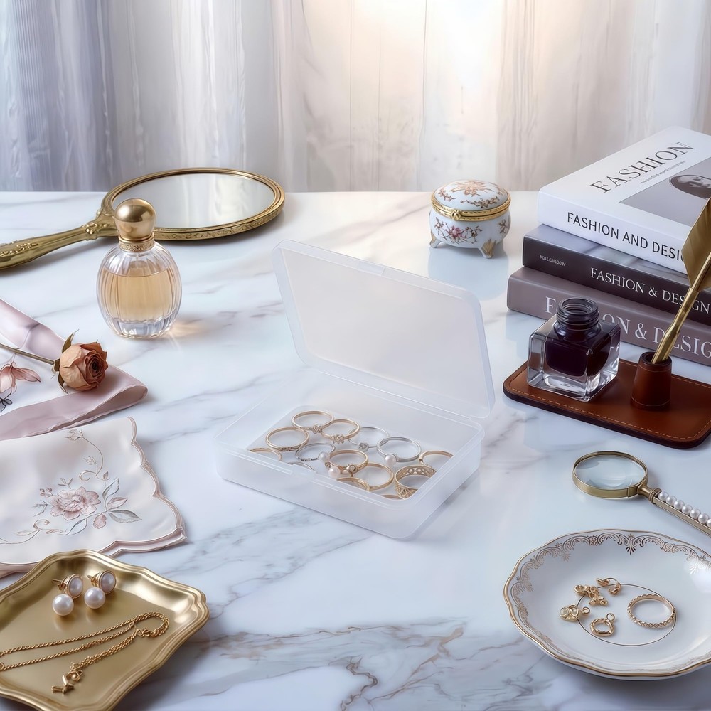 12 Pieces Rectangular Empty Mini Clear Plastic Organizer Storage Containers w...