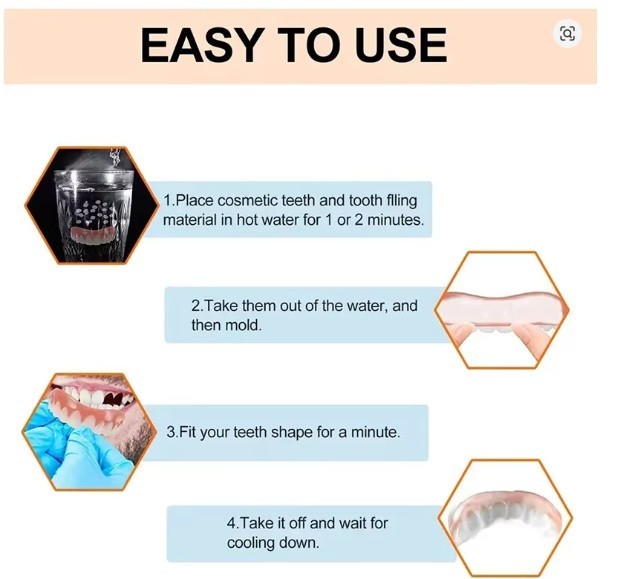 Soft Silicone Denture Kit Upper & Lower Teeth Dental Care Set