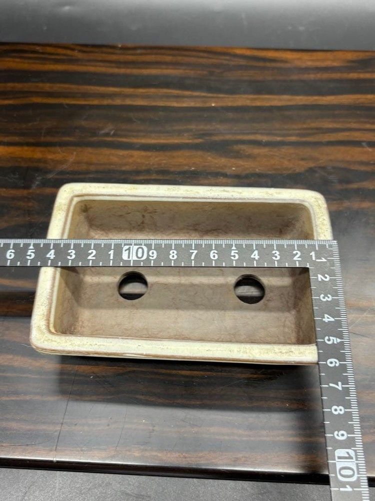Pottery Rectangular Bonsai Pot White Japanese Art Shape Miniature Tree Container