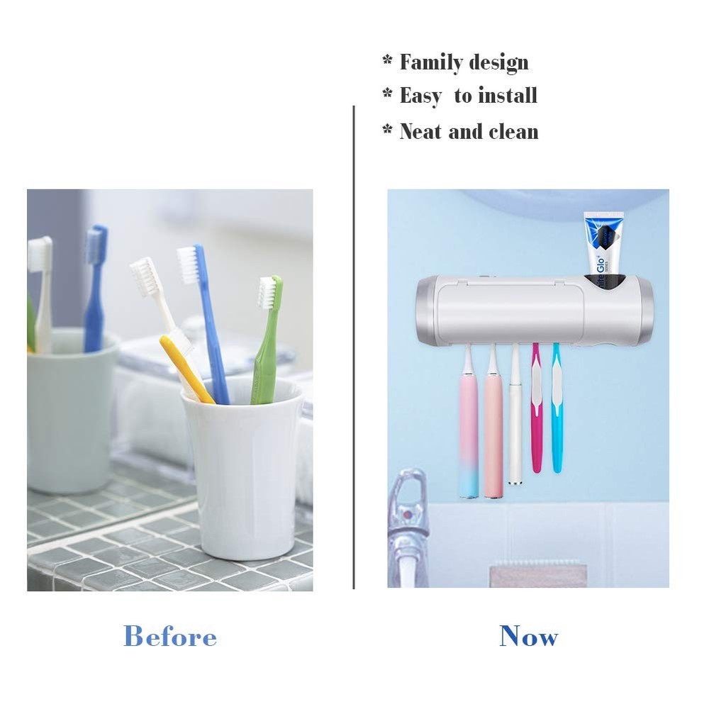 Toothbrush Holder Cleaner with Fan Drying & 6min Timing Function, 5 Toothbrus...