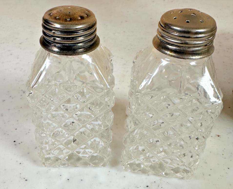 Vintage Victorian Silverplate 5 Piece Cut Glass Cruet Condiment Caddy