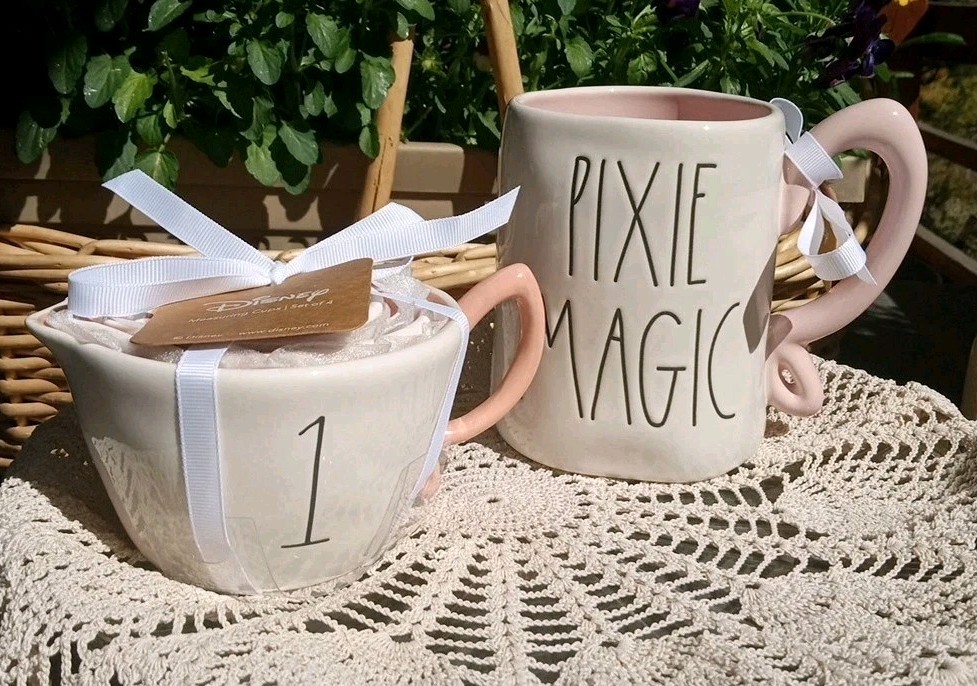 NEW RAE DUNN Tinker Bell Pink SET "Pixie Magic" Mug & 4 Nesting Measuring Cups