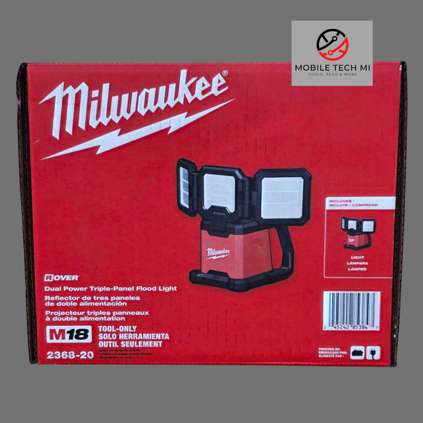 Milwaukee M18 ROVER 2368-20 Dual Power Triple-Panel Flood Area Light 4500 Lumens