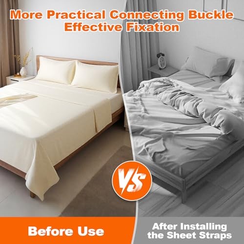 Bed Sheet Holder Straps Fitted, Upgrade Elastic Adjustable Fasteners with