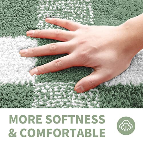 Checkered Bath mats for Bathroom 1'4" x 2' (Rectangular) Checkered-sage Green