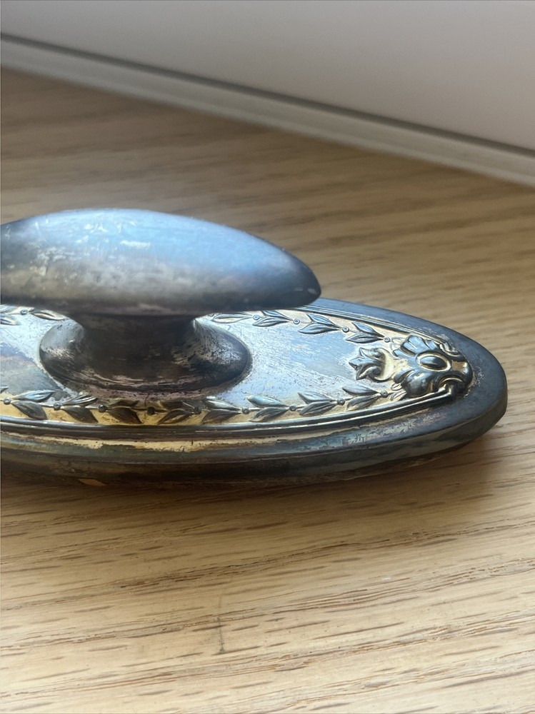 Vintage Silverplate Nail Buffer Victorian Style Vanity Accessory