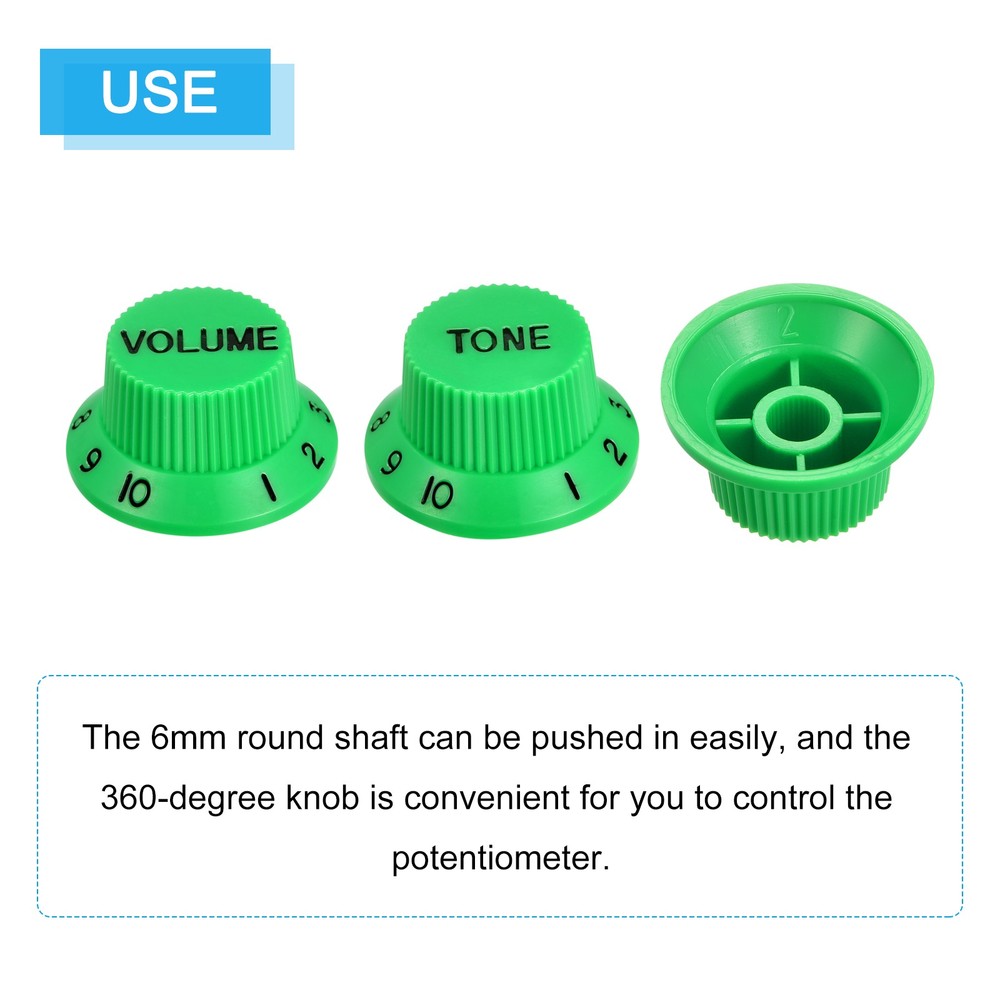Speed Control Knobs 1Volume 2Tone Green with Black Characters