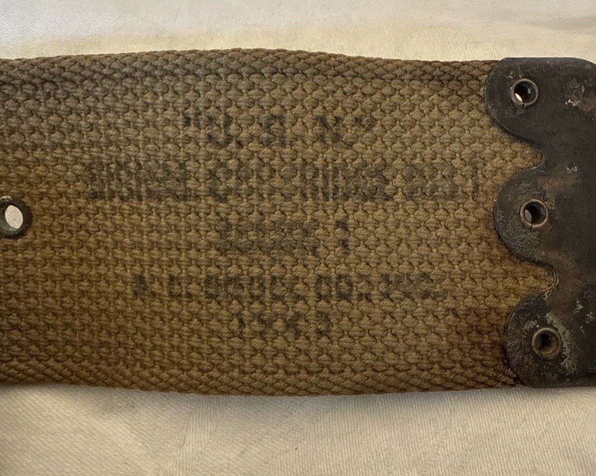 Vntg Military Ammo Belt 12 Gauge Holds 32 Shells Adjustable W/Hooks on Both Ends