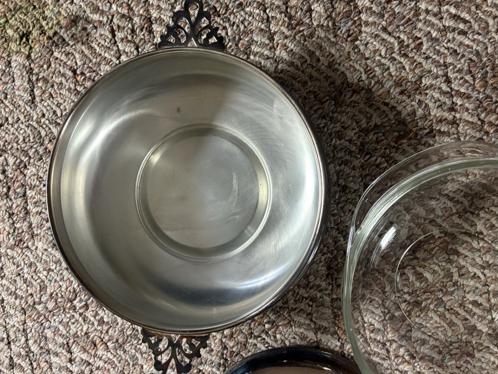 The Sheffield Silver Company Silverplate Covered Serving Dish With Pyrex Insert