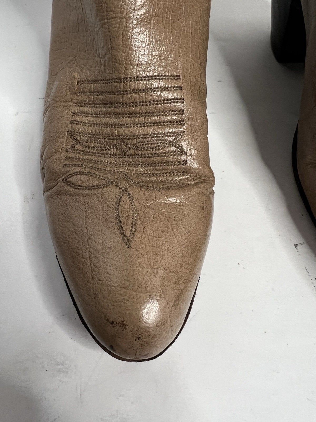 Panhandle Slim Vintage Tan Embroidered Cowboy Boots Size 7A