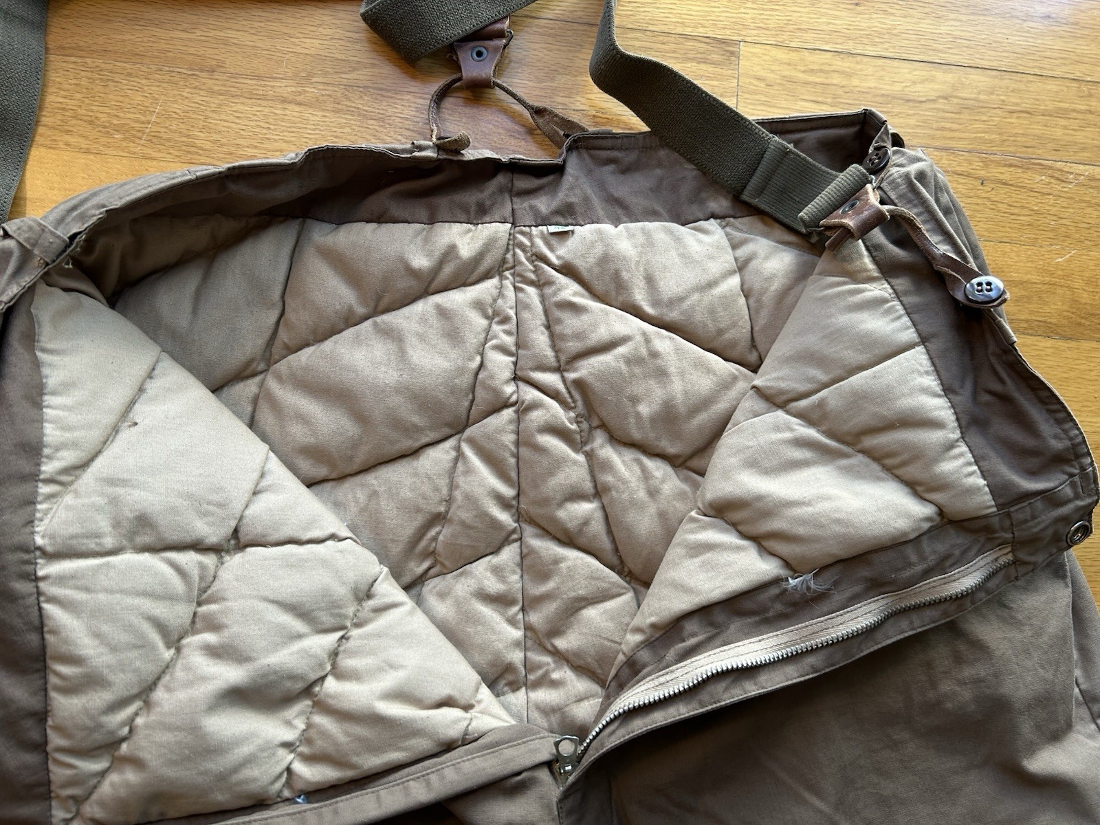 Vintage Goose Down Quilted Winter Snow Hunting Canvas Pants Leggings SZ 42