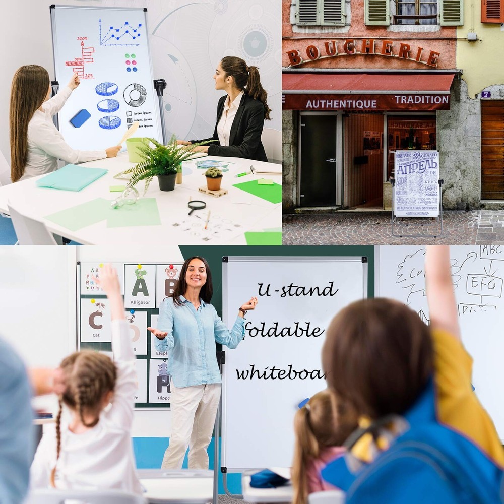 Stand White Board, Double Sided Magnetic Dry Erase Board Height Adjustable Wh...