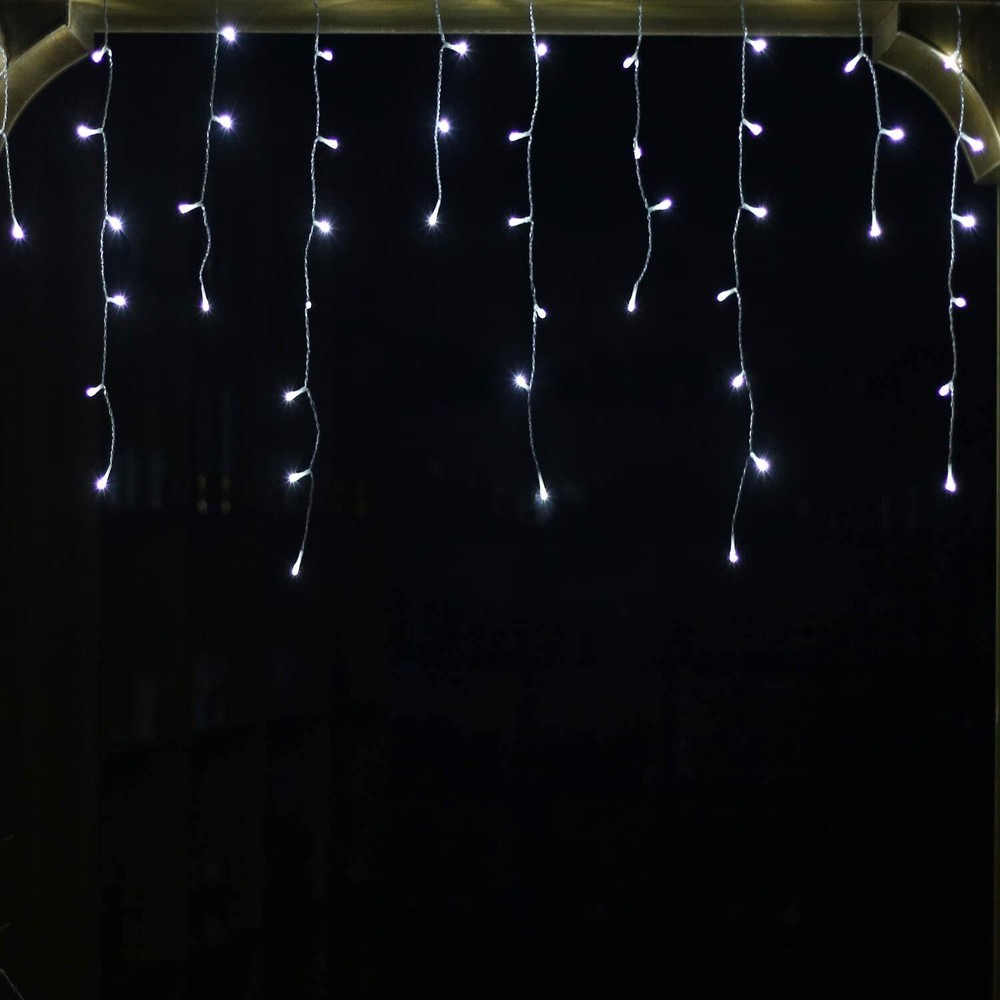 300 String Lights, 8 Modes, LEDs, Icicle Style Outdoor Lighting, 29.5ft, w/Timer