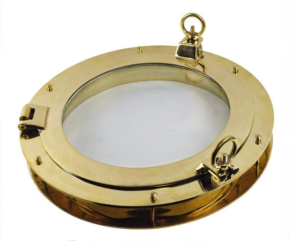 20” Solid Brass Heavy Porthole Window with 2" Deep Flange - Functioning