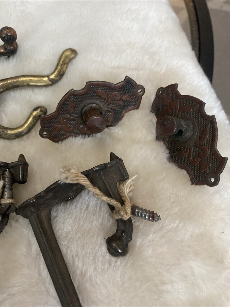 Antique Hardware Lot Pulls Latch Wheels Hook