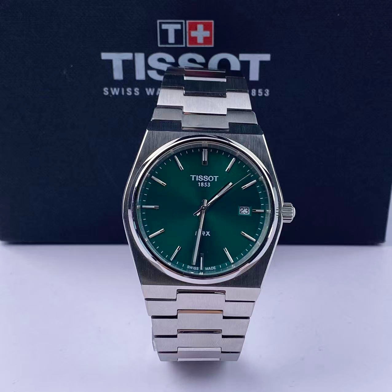 Tissot PRX Green Dial Men's Quartz Watch Stainless Steel 40mm T137.410.11.091.00