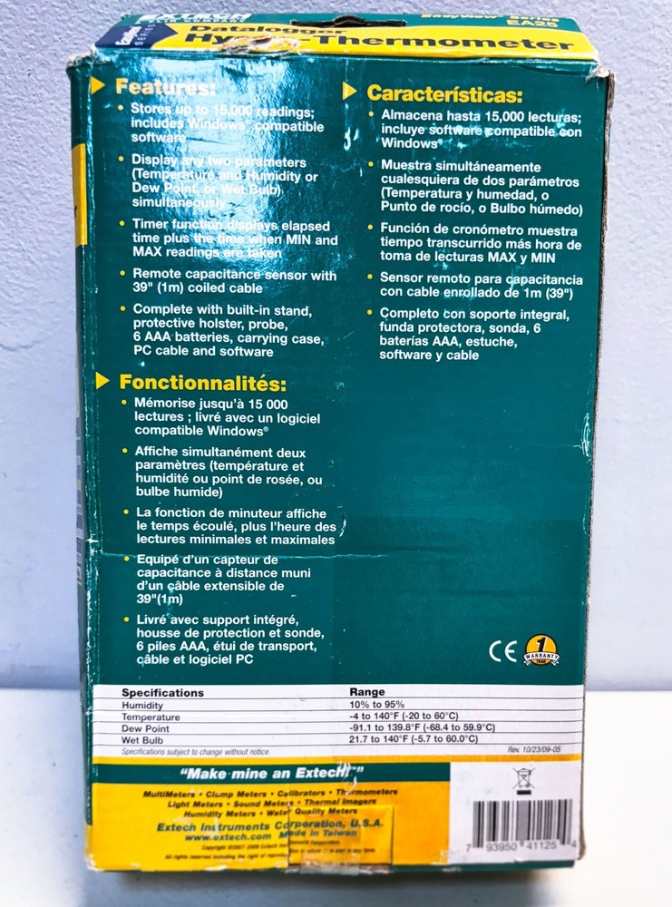 Extech EA25 Easy View Hygro-Thermometer and Datalogger