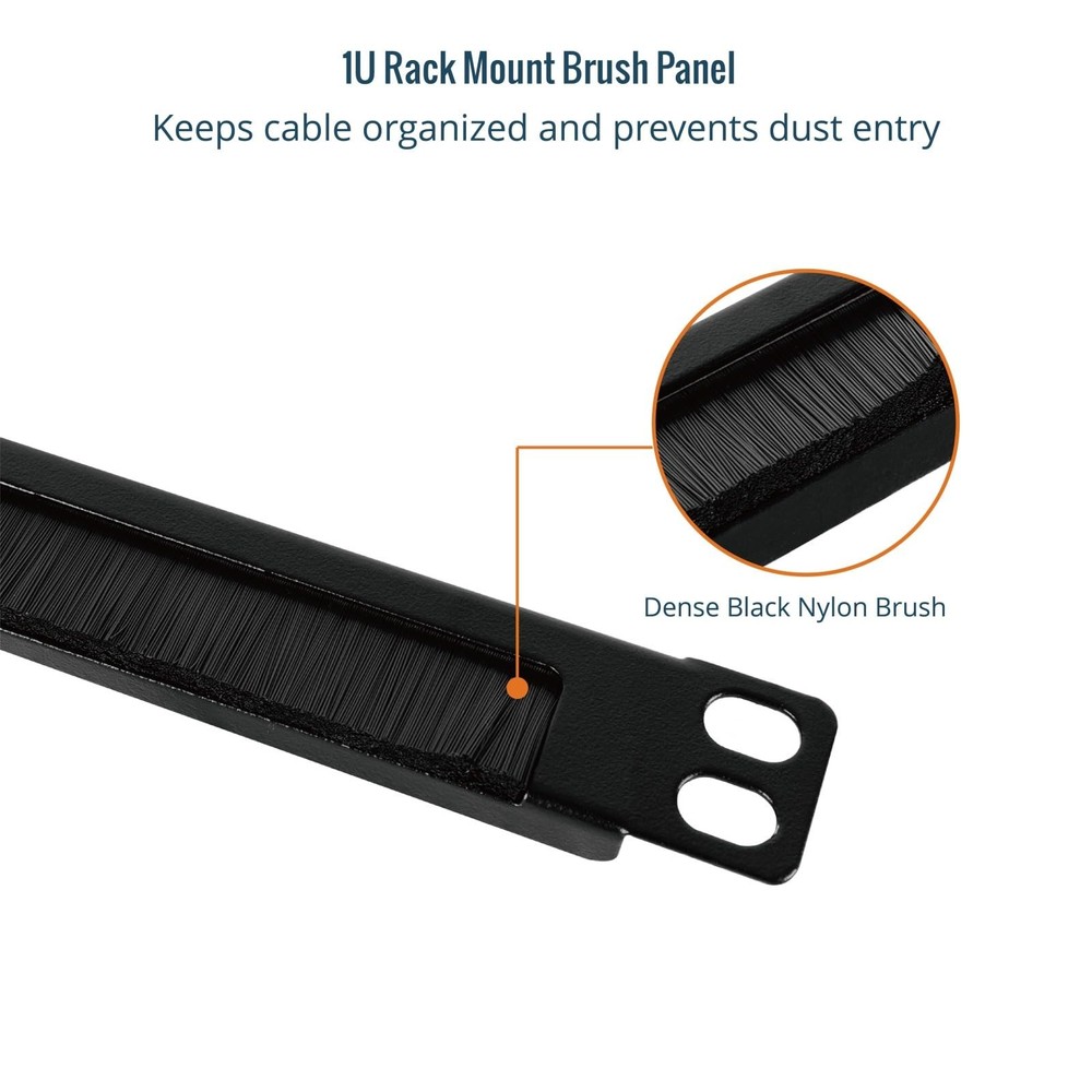 2 Pack 0.5U Cable Management Brush Panel 10 Inch Server Rack Organizer Black