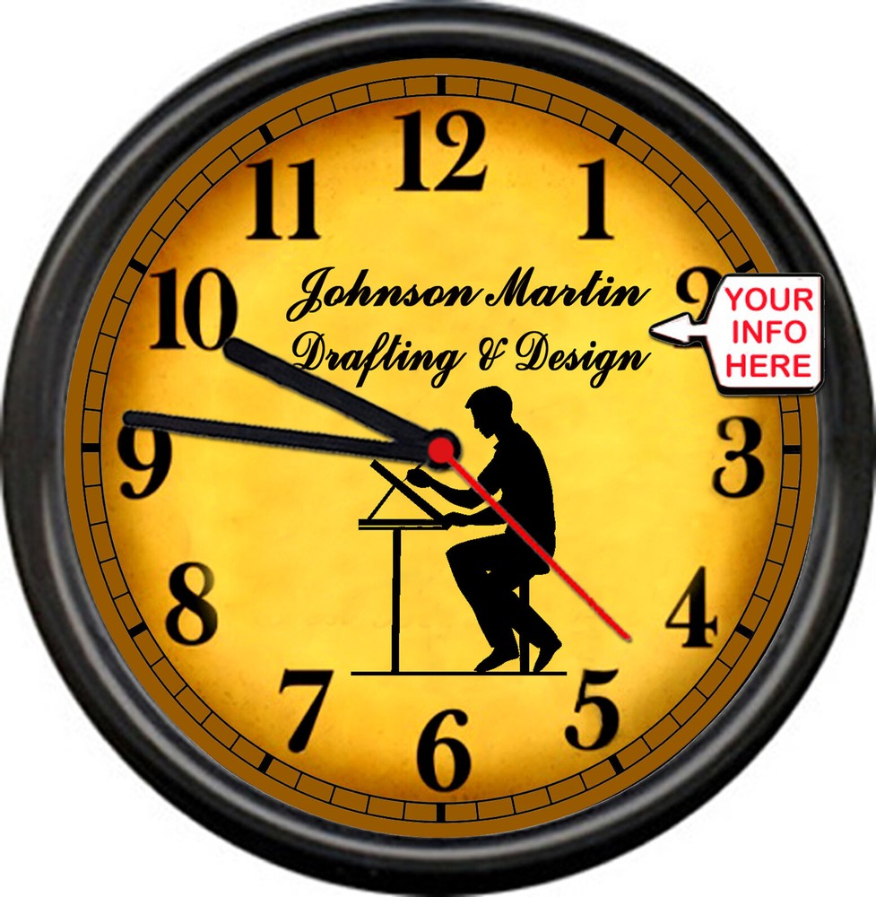 Drafting Drafter Architect Engineer Design Retro Vintage Personalized Sign Clock