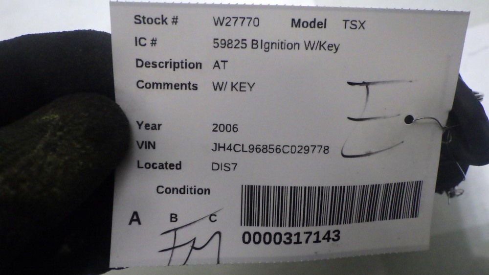 06 ACURA TSX Ignition W/Key