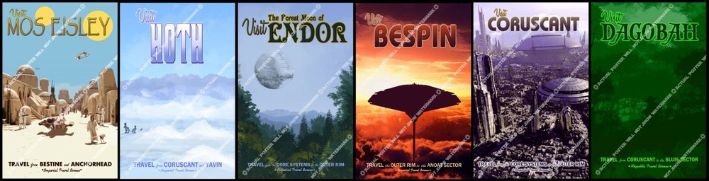 Star Wars Travel Posters - 6 Poster Set