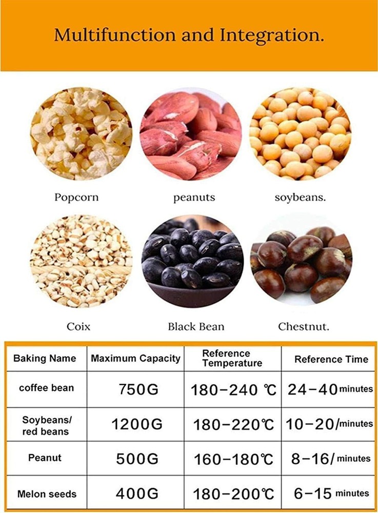 Multi-Function Coffee Bean Roaster: Roast Peanuts, Chestnuts & More, 110V 1200W