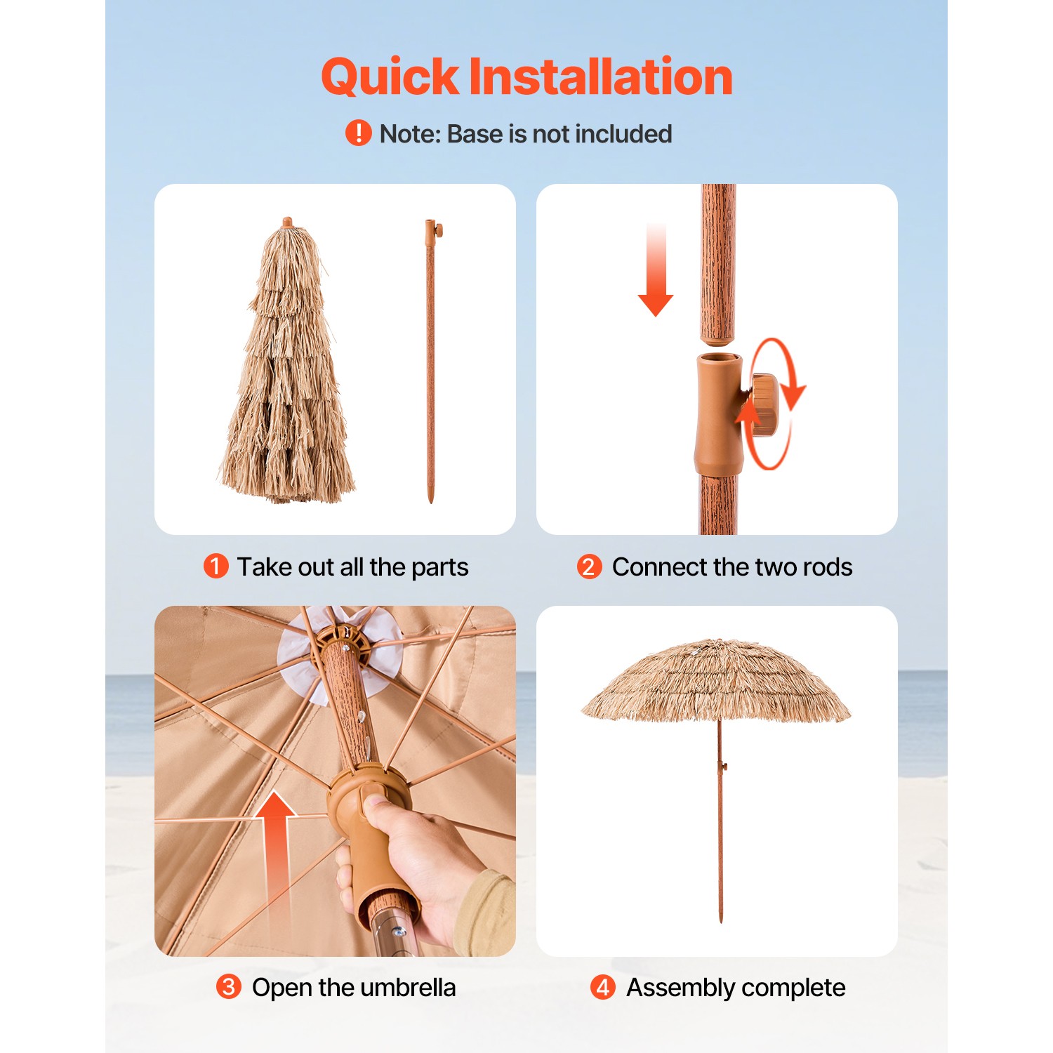 Tiki Umbrella Thatched Patio Umbrella 6 ft Poolside Patio Beach Umbrella