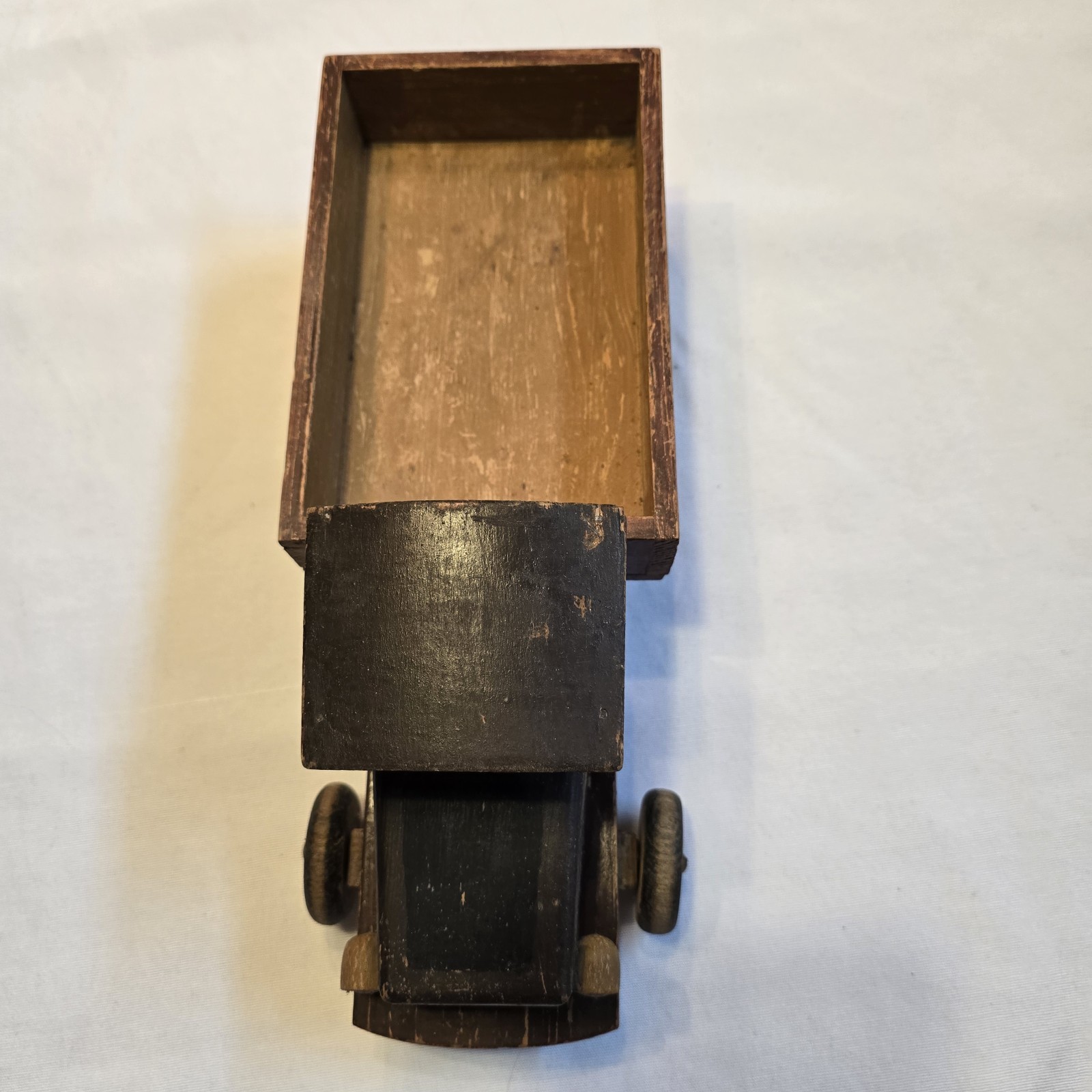 Vintage Wooden Toy Truck Folk Art Primitive Farm Dump Truck w Cargo Crates 12"