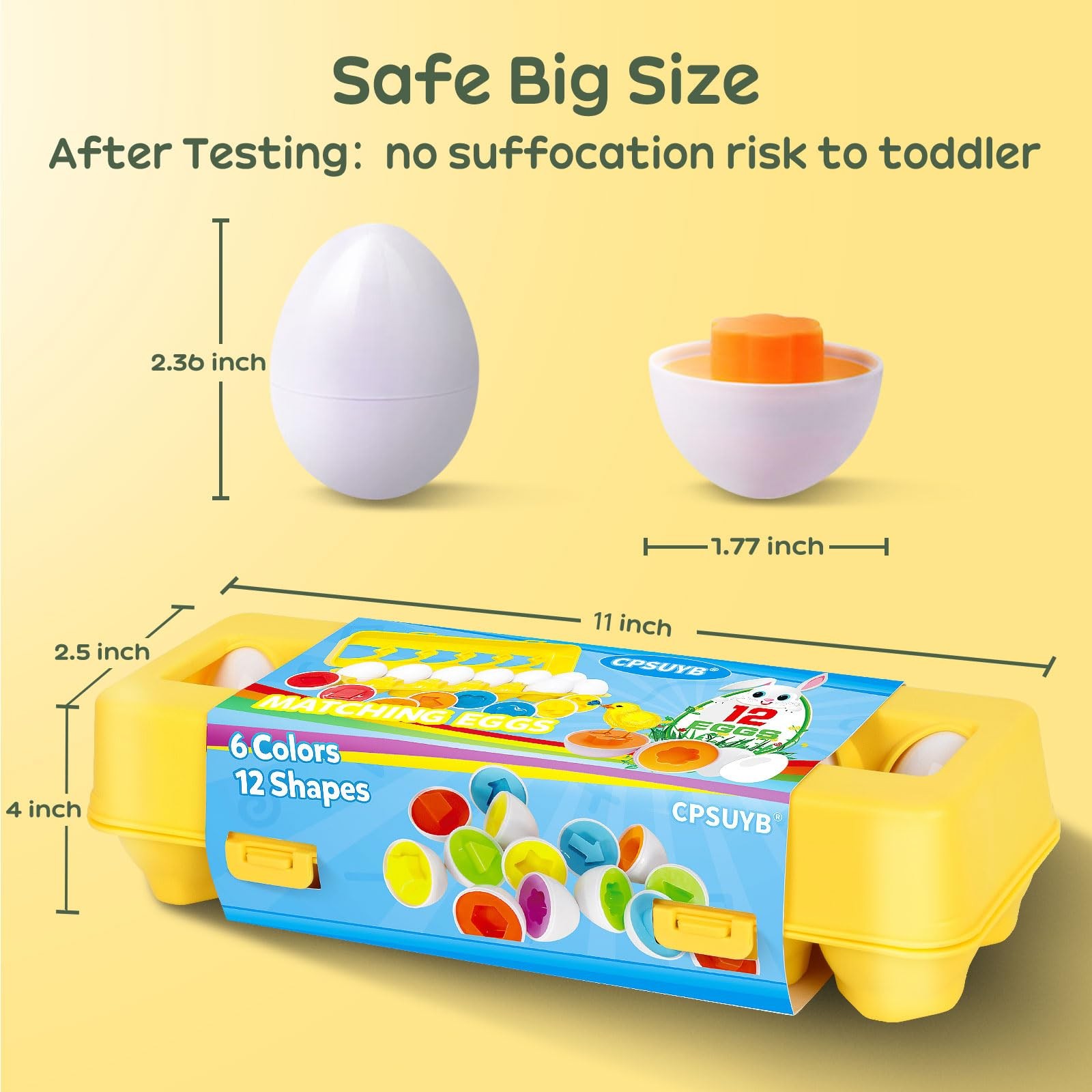 Matching Eggs Toys Color & Shape Recognition Sorter Puzzle, Montessori Toys f...
