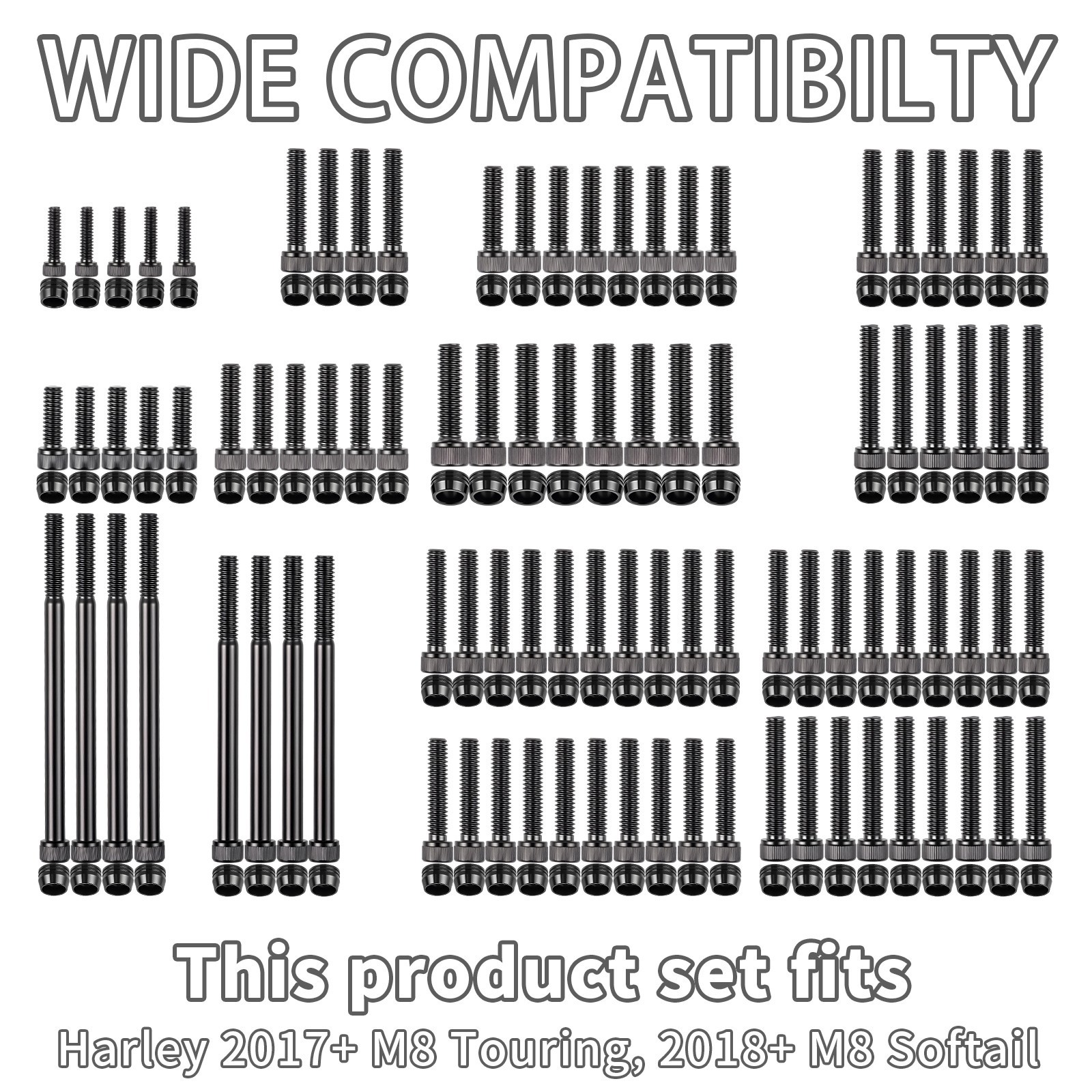 Stainless Engine Screw Bolts Kits For Harley M8 Touring Road Glide Softail 2018+