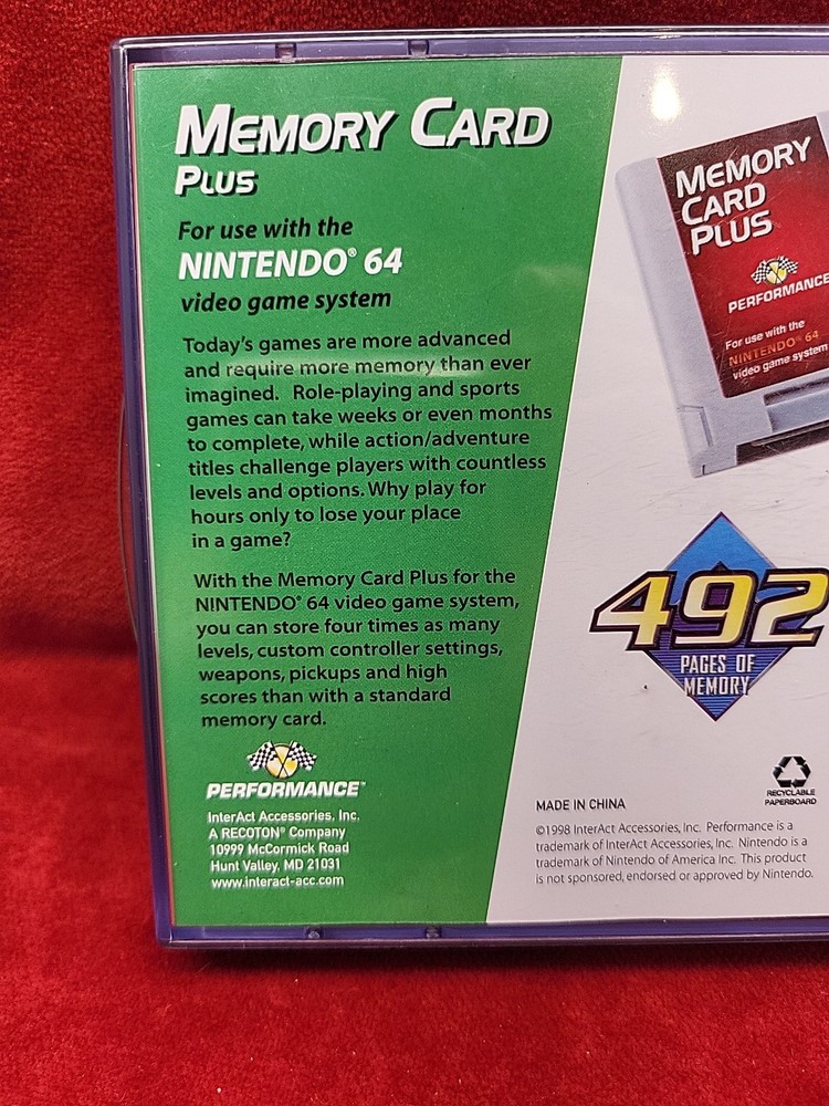 Nintendo 64 Memory Card Plus with Case - READ