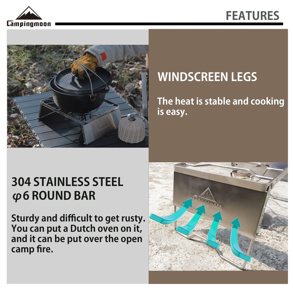 CAMPINGMOON Folding Campfire Grill Grate Open Fire Cooking Camping Portable 3...