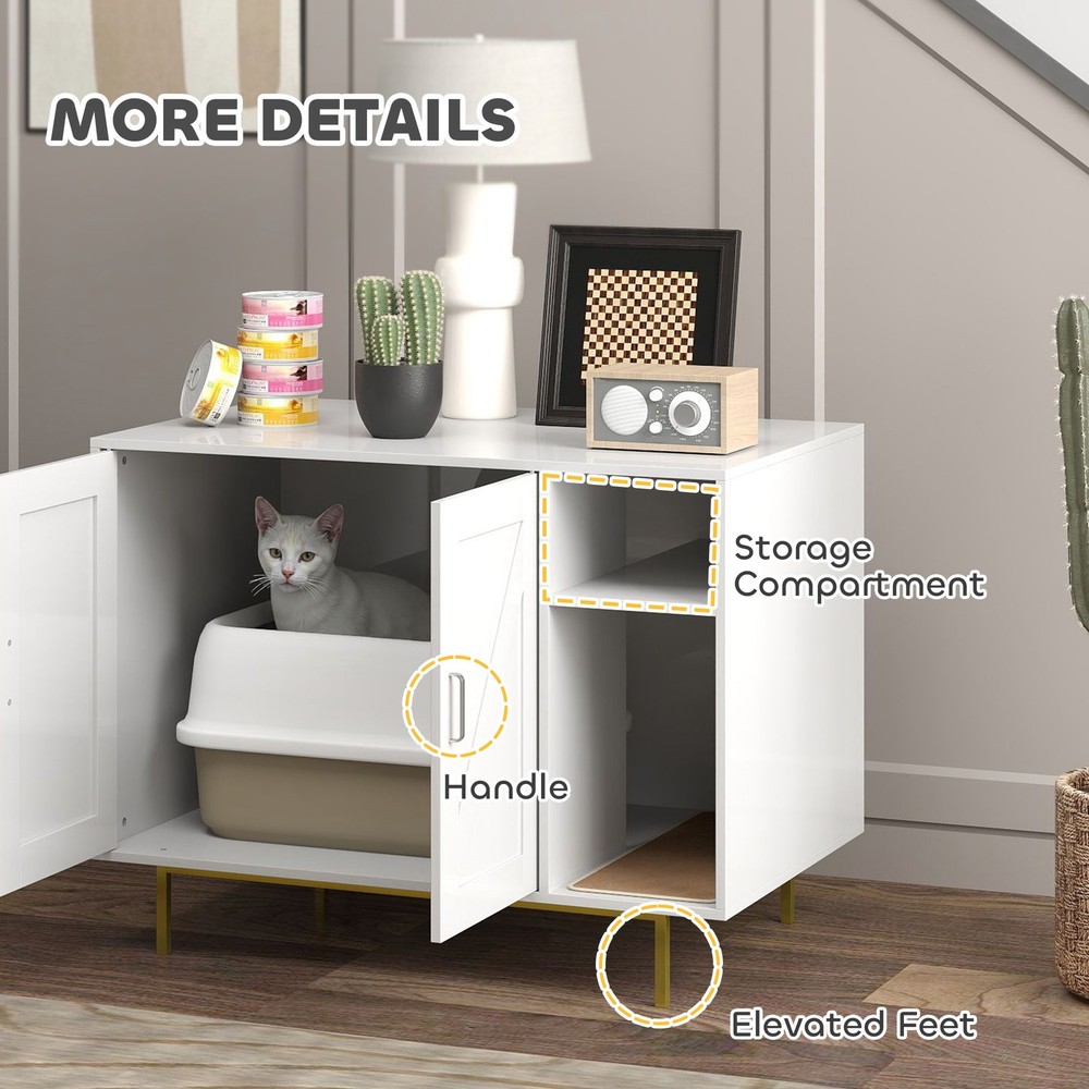 Cat Litter Box Enclosure End Side Table with Scratching Pad