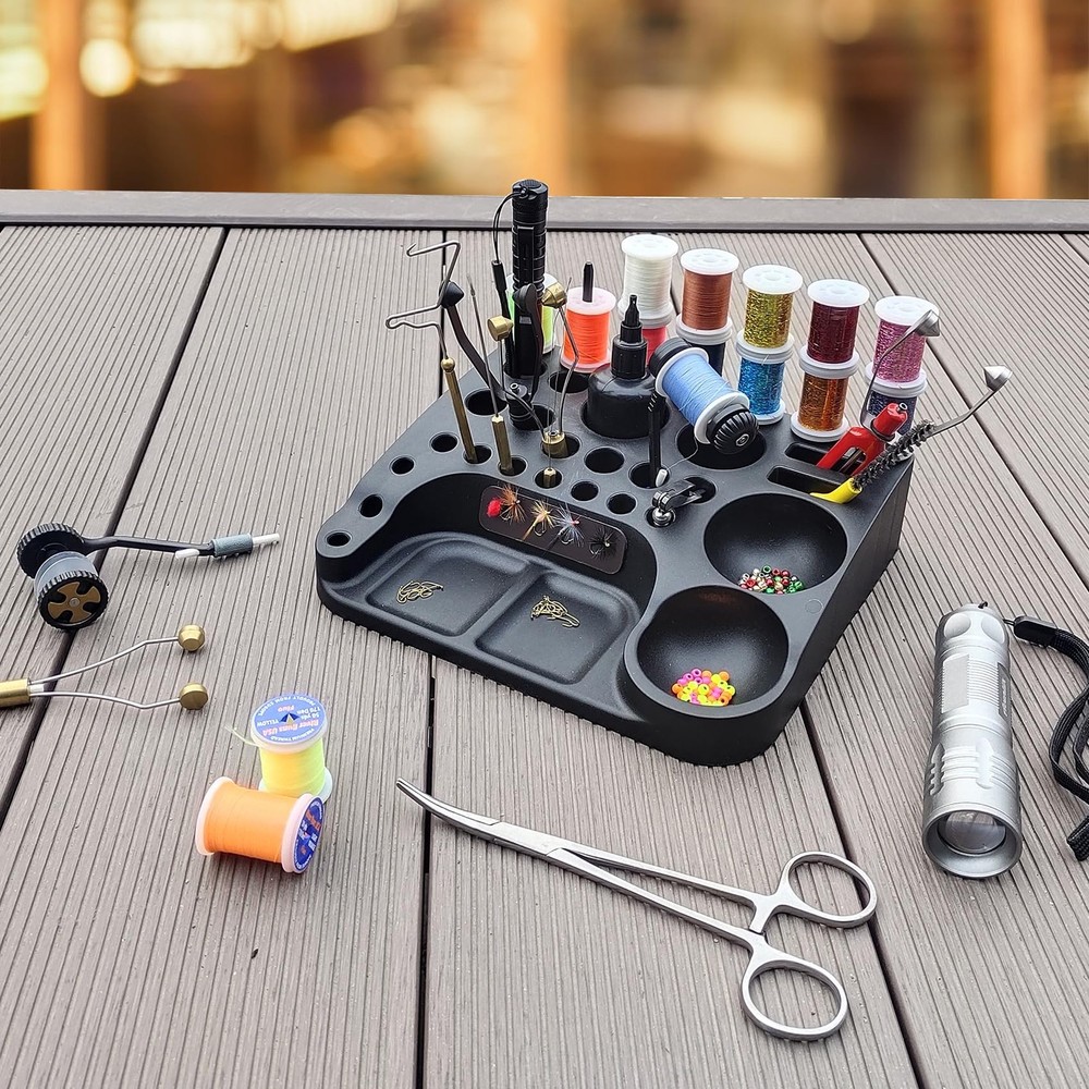 ABS Fly Tying Tool Caddy Organizer Soft Magnets Thread Spool Stand