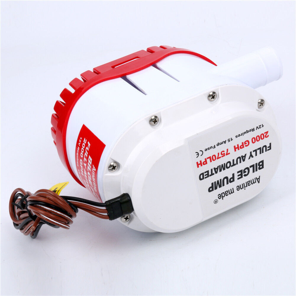 12V 2000GPH Boat Bilge Water Pump Built-In Float Switch Automatic Submersible