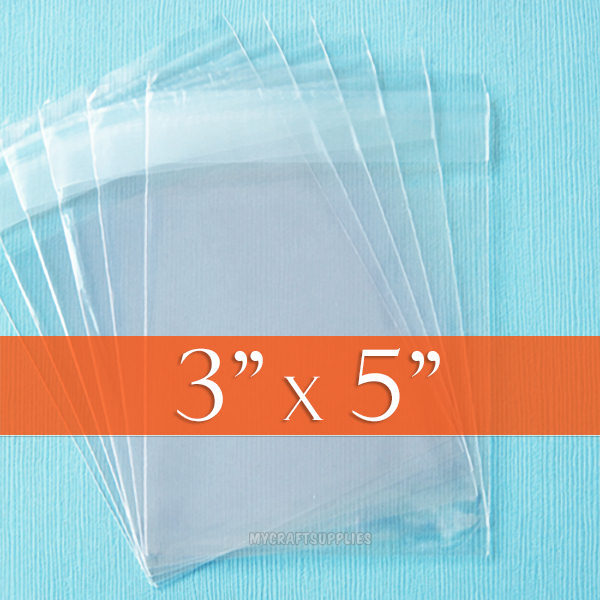 200 Clear Cello Bags, 3 x 5" Self Stick Bags - 3x5 inch BOPP Poly Packaging