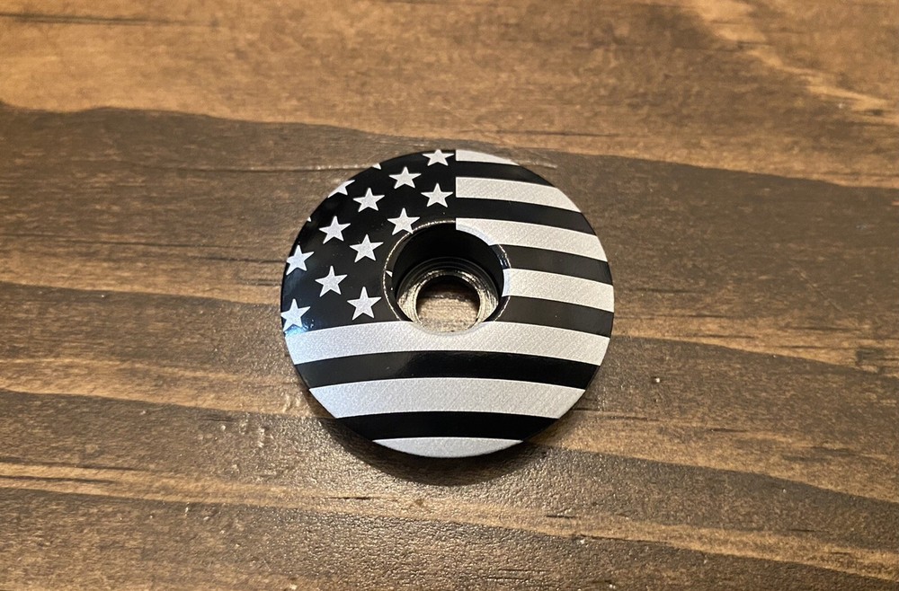 American Flag - Threadless Bicycle Headset Stem Cap 1 1/8 USA Black
